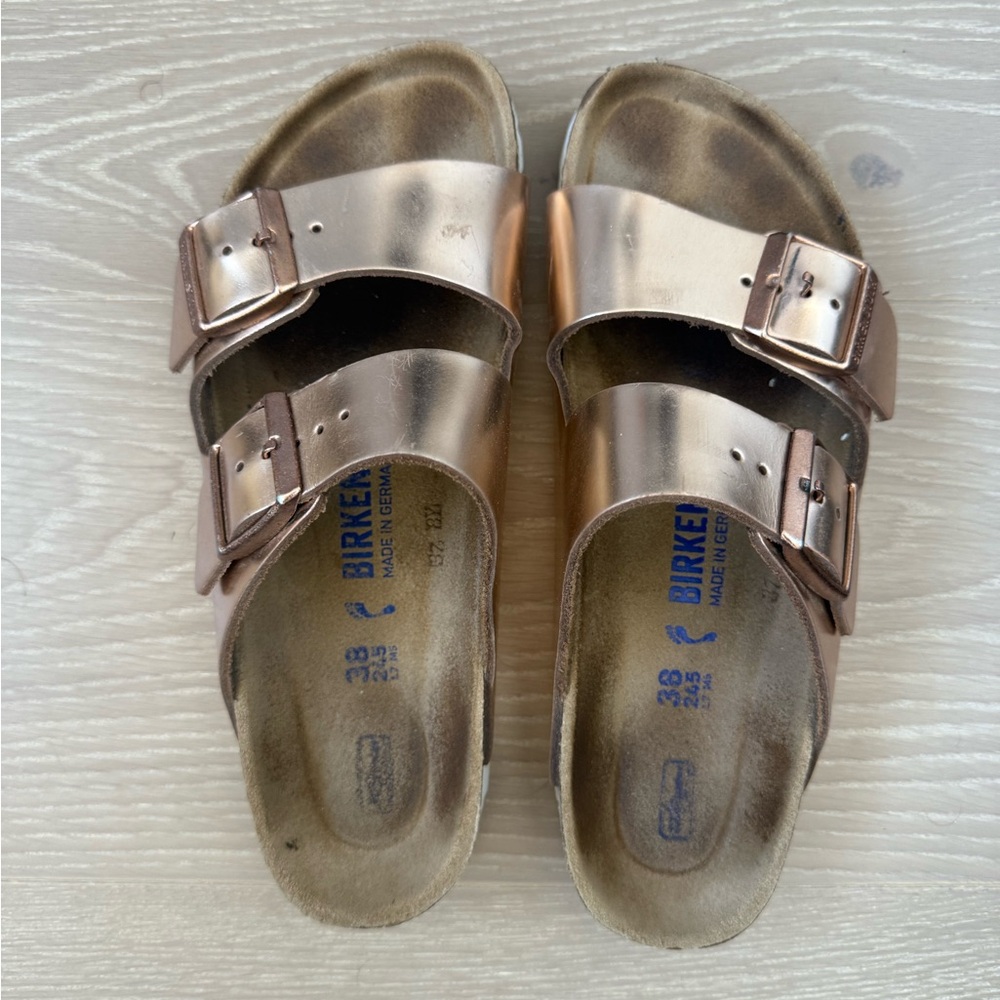 Birkenstock Rose Gold Metallic Sandals